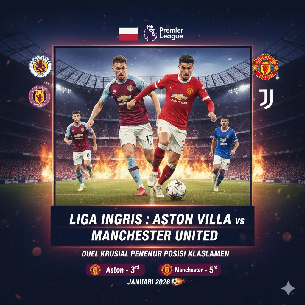 Liga Inggris Aston Villa vs Manchester United, Duel Krusial Penentu Posisi Klasemen